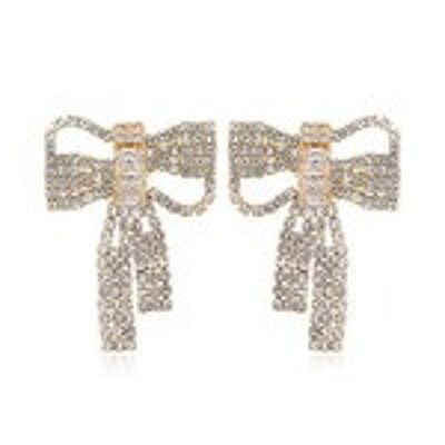 Clear Crystal-Embellished Bow Statement Earrings