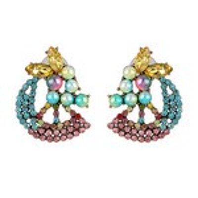 Pearl Grape and Crystal Lemon Slice Stud Earrings