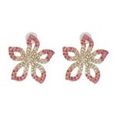 Boucles d'Oreilles Tige Fleur Pavée de Cristaux Ombrés