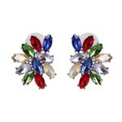 Boucles d'oreilles grappe de cristaux marquise multicolores