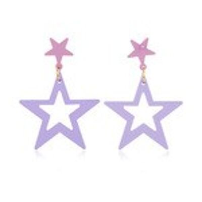 Matte Lilac Pink Stars Drop Earrings