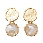 Marble Effect Dome Gold Tone Drop Earrings