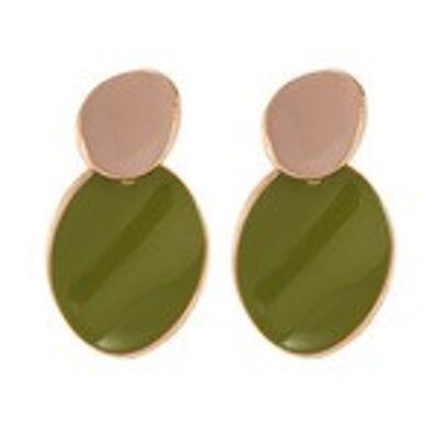 Green Enamel Curved Oval Drop Earrings
