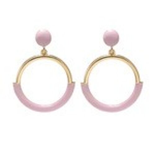 Gold Tone Hoop with Pink Enamel Drop Earrings