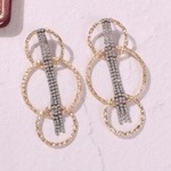Boucles d'oreilles pendantes à pampille en cristal et triple créoles 8