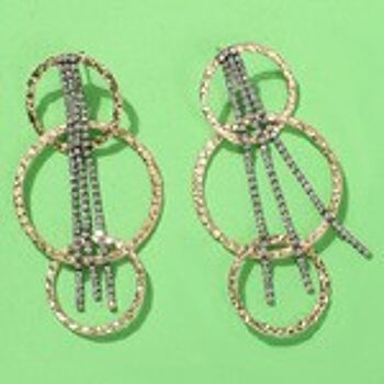 Boucles d'oreilles pendantes à pampille en cristal et triple créoles 9
