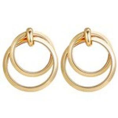 Polished Gold Tone Double Hoop Drop Earrings