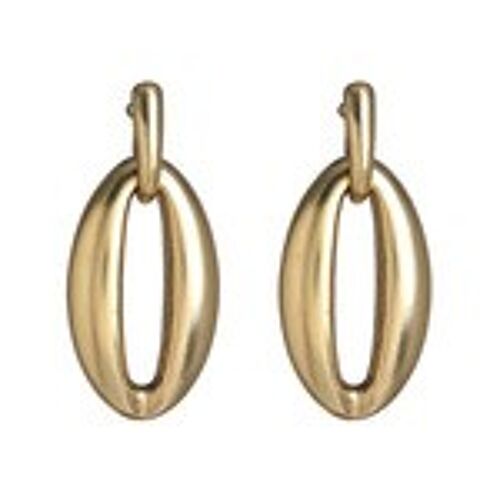 Stylish Gold Tone Oval Drop Earrings