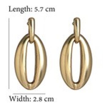 Boucles d'oreilles élégantes pendantes ovales dorées 2