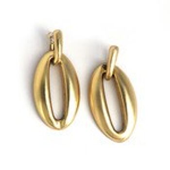 Boucles d'oreilles élégantes pendantes ovales dorées 5