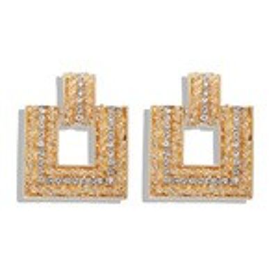 Crystal Square Türklopfer Gold Tone Drop Ohrringe