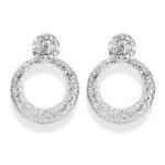 Silberfarbene Creolen mit Kristallpavé-Struktur