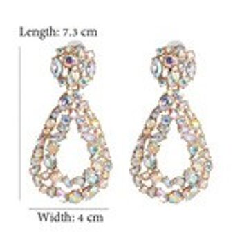 Boucles d'oreilles pendantes en forme de larme ouverte en cristal AB 2