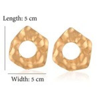 Boucles d'oreilles à tige dorées texturées de forme irrégulière 2