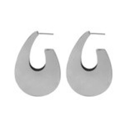 Silver Tone Teardrop Hoop Stud Earrings