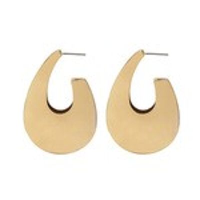 Gold Tone Teardrop Hoop Stud Earrings
