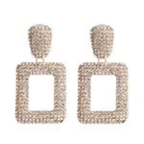 Clear Crystal Pave Rectangle Drop Earrings