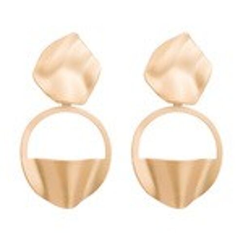 Wavy Brushed Matt Gold Tone Drop Earrings