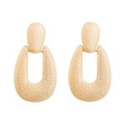 Boucles d'oreilles pendantes heurtoir de porte ovales texturées à pois