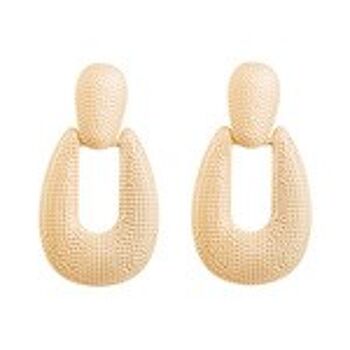 Boucles d'oreilles pendantes heurtoir de porte ovales texturées à pois 1