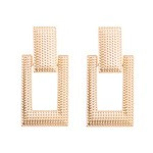 Dot Textured Rectangle Door Knocker Drop Earrings