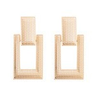 Aretes colgantes de aldaba rectangular con textura de lunares