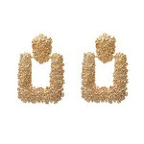 Textured Door Knocker Gold Tone Drop Earrings