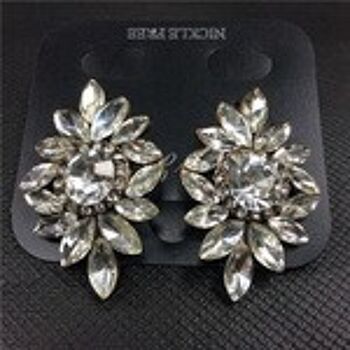 Boucles d'oreilles puces fleurs en cristal 3