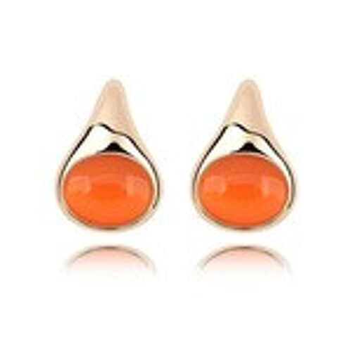 Orange opal gold-plated stud earrings