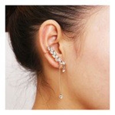 Gold plated crystal leaf tassel ear cuff earrings with gift box