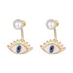 Perle de perle acrylique avec boucles d'oreilles pendantes en émail Evil Eye