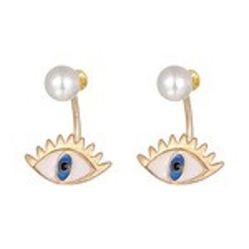 Perle de perle acrylique avec boucles d'oreilles pendantes en émail Evil Eye 1