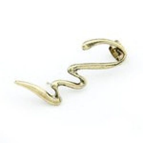 Antique gold tone snake shape ear clip and stud earring