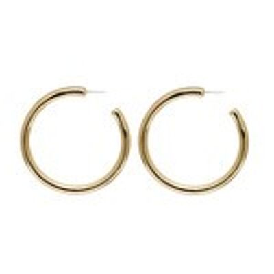 Large Chunky Hoop Earrings in Polished Gold Tone