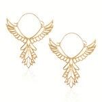 Boucles d'oreilles créoles aile d'oiseau de style bohème en ton or