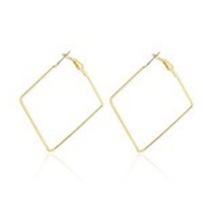 Gold Tone Geometric Style Square Hoop Earrings