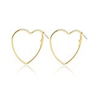 Boucles d'oreilles créoles cœur dorées 1