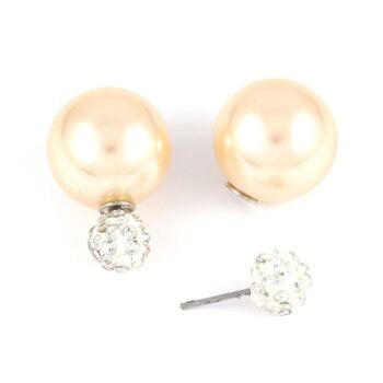 Perle de perle acrylique ABS jaune clair avec boucles d'oreilles double face boule de cristal