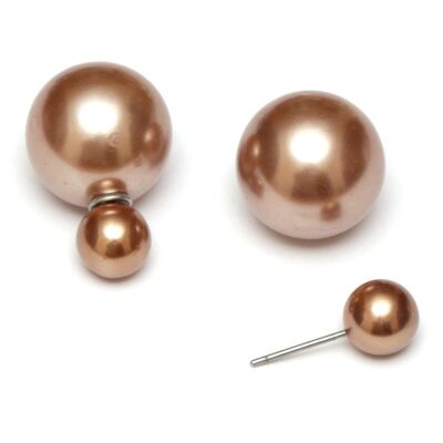 Camel ABS acrylic pearl ball double sided stud earrings