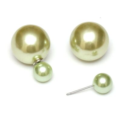 Boucles d'oreilles double face perle acrylique ABS vert clair