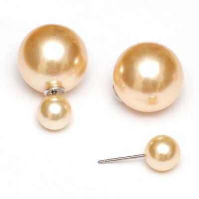 Wheat ABS acrylic pearl ball double sided stud earrings