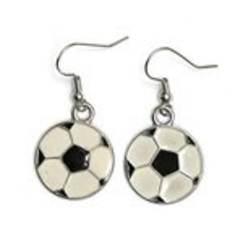 Ensembles de bijoux en émail Collier et boucles d'oreilles réglables avec cordon en cire de coton et pendentif de football 2