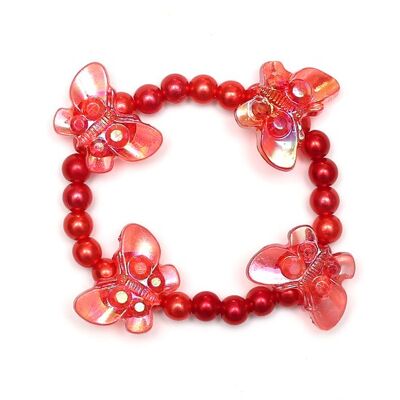 Perline acriliche di perle finte rosse e braccialetto di perline a farfalla in acrilico trasparente per bambini