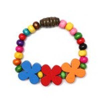 Bracelets extensibles en perles de bois colorées pour enfants