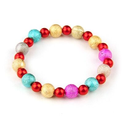 Braccialetti elastici per bambini con perle acriliche imitazione multicolore con perline acriliche verniciate a spruzzo