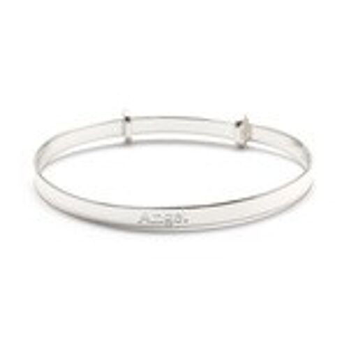 Sterling silver adjustable children bangle bracelet with engraved ''Angel''