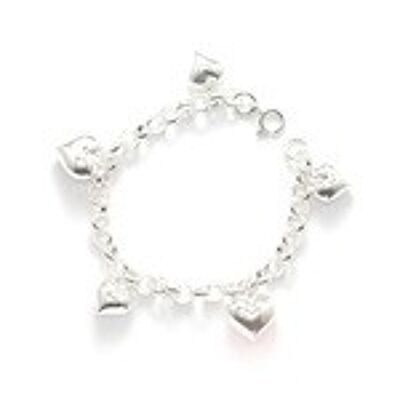 Sterling silver children bracelet with heart charms