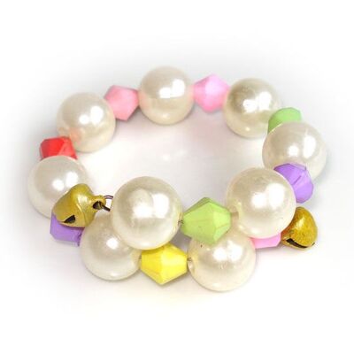 Deliziosa perla color crema con braccialetto campanellino per bambini