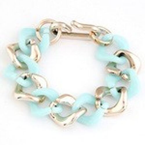 Gold-tone and blue plastic chain bracelet