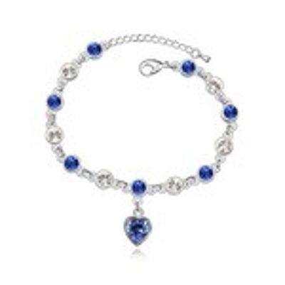 Bracciale in cristallo austriaco bianco e blu navy con ciondolo a cuore Swarovski Elements Crystal